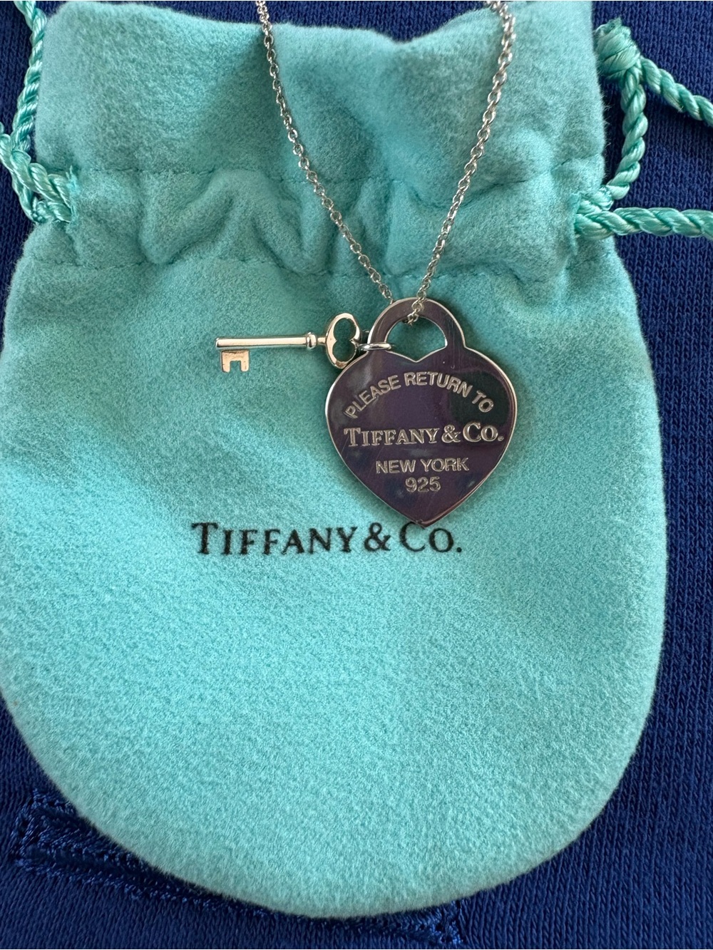 BRAND NEW TIFFANY & CO HEART AND KEY CHARM NECKLACE